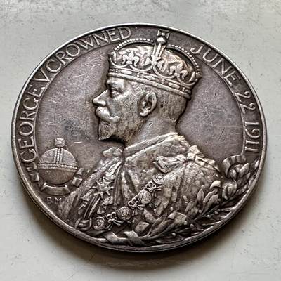 🌹外币初藏🌹🐯2026年第34场   每周二四六晚8️⃣点 接代拍 - 英国 1911年 乔治五世加冕官方银章 30.5毫米-12.2克 92.5%银