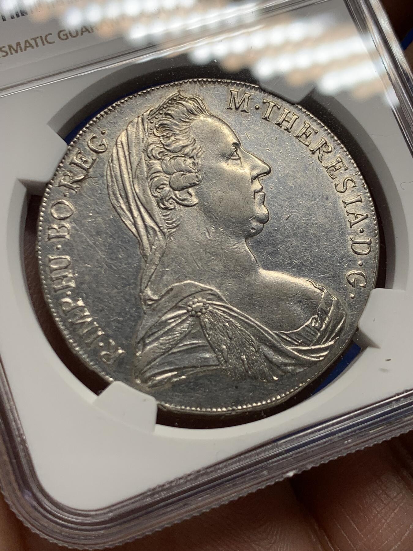 《竞宝斋》第474场 周日，周一 2场连拍 （全场包邮）欢迎送拍 NGC AU 1780原铸IC FA大奶妈，维也纳厂H15稀少版别，皇冠9珍珠，麦稀奇首见