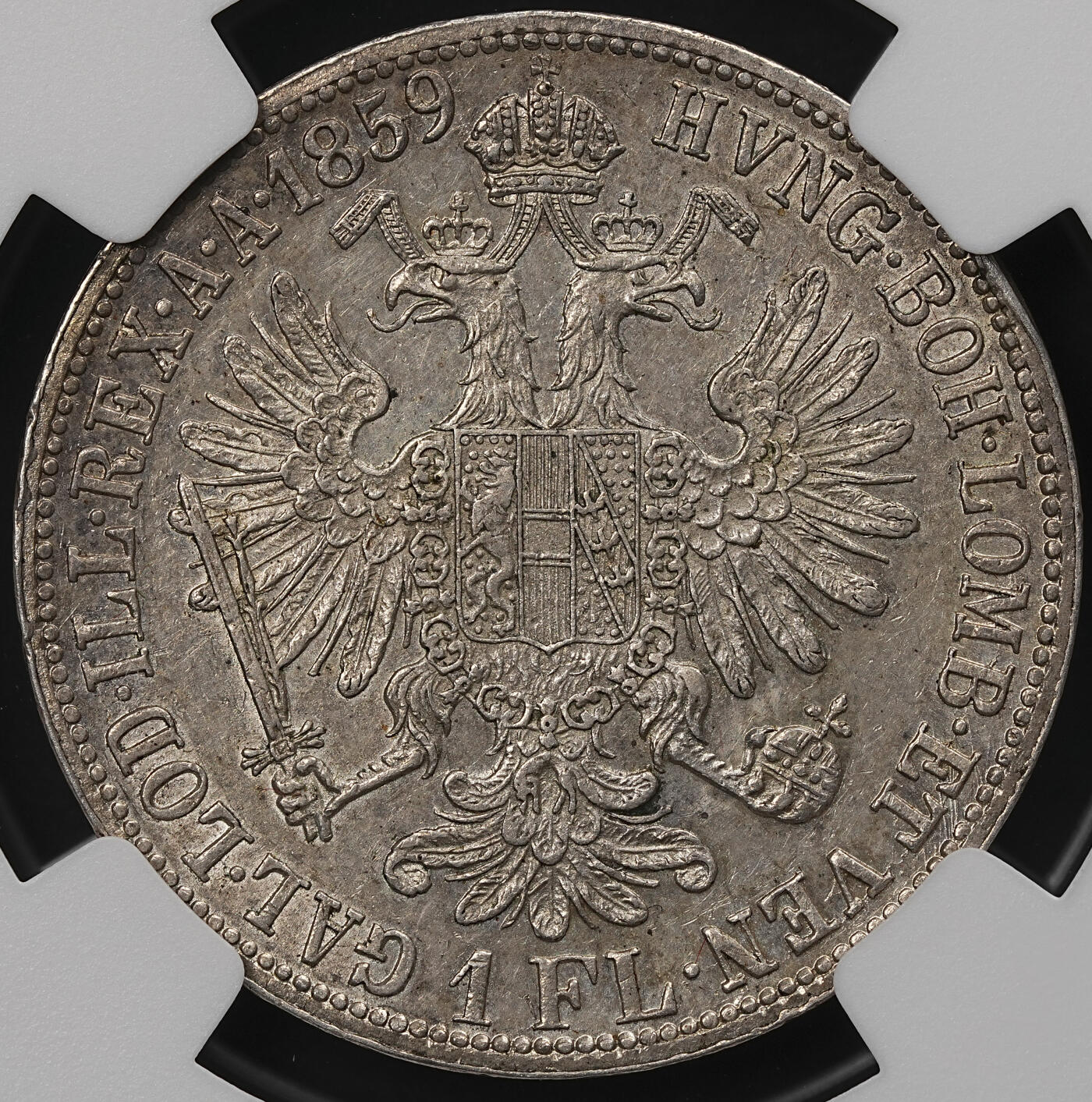 修遠堂世界钱币第109期 NGC MS62 1859年奥匈帝国-奥地利1弗罗林银币