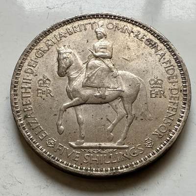 🌹外币初藏🌹🐯2026年第34场   每周二四六晚8️⃣点 接代拍 - 英国1953年五先令登基克朗币