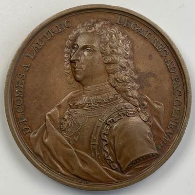 掌中浮雕-藏着的欧洲第056场 - 1738年瑞士丹尼尔-弗朗索瓦，洛特雷克伯爵铜章，54.5 mm