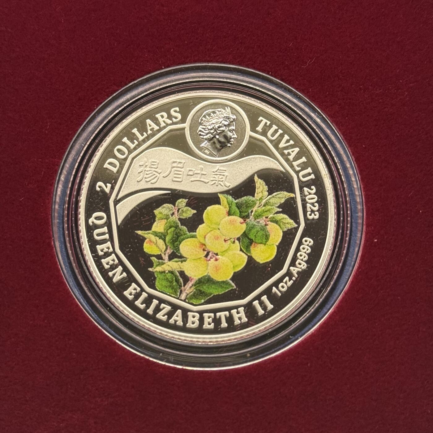 2023年中国台湾省生肖兔纪念银币1盎司纯银彩色镀金吐瓦鲁面值 盒证