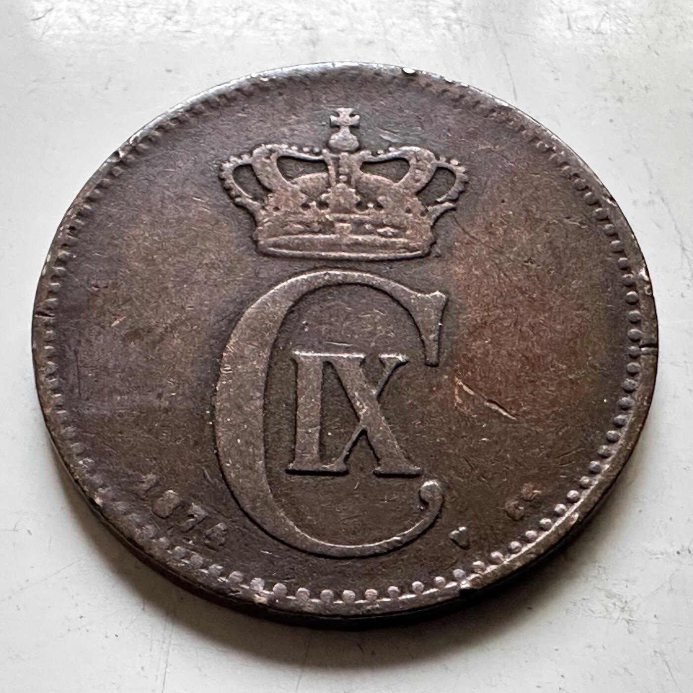 🌹外币初藏🌹🐯2026年第34场   每周二四六晚8️⃣点 接代拍 丹麦 1874年 2欧尔铜币 海豚麦穗