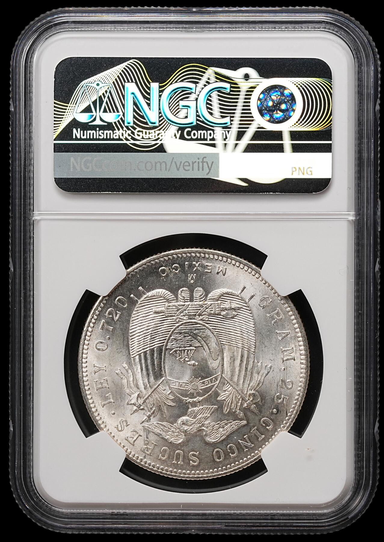 修遠堂世界钱币第109期 NGC MS64 1943年厄瓜多尔5 苏克雷大银币