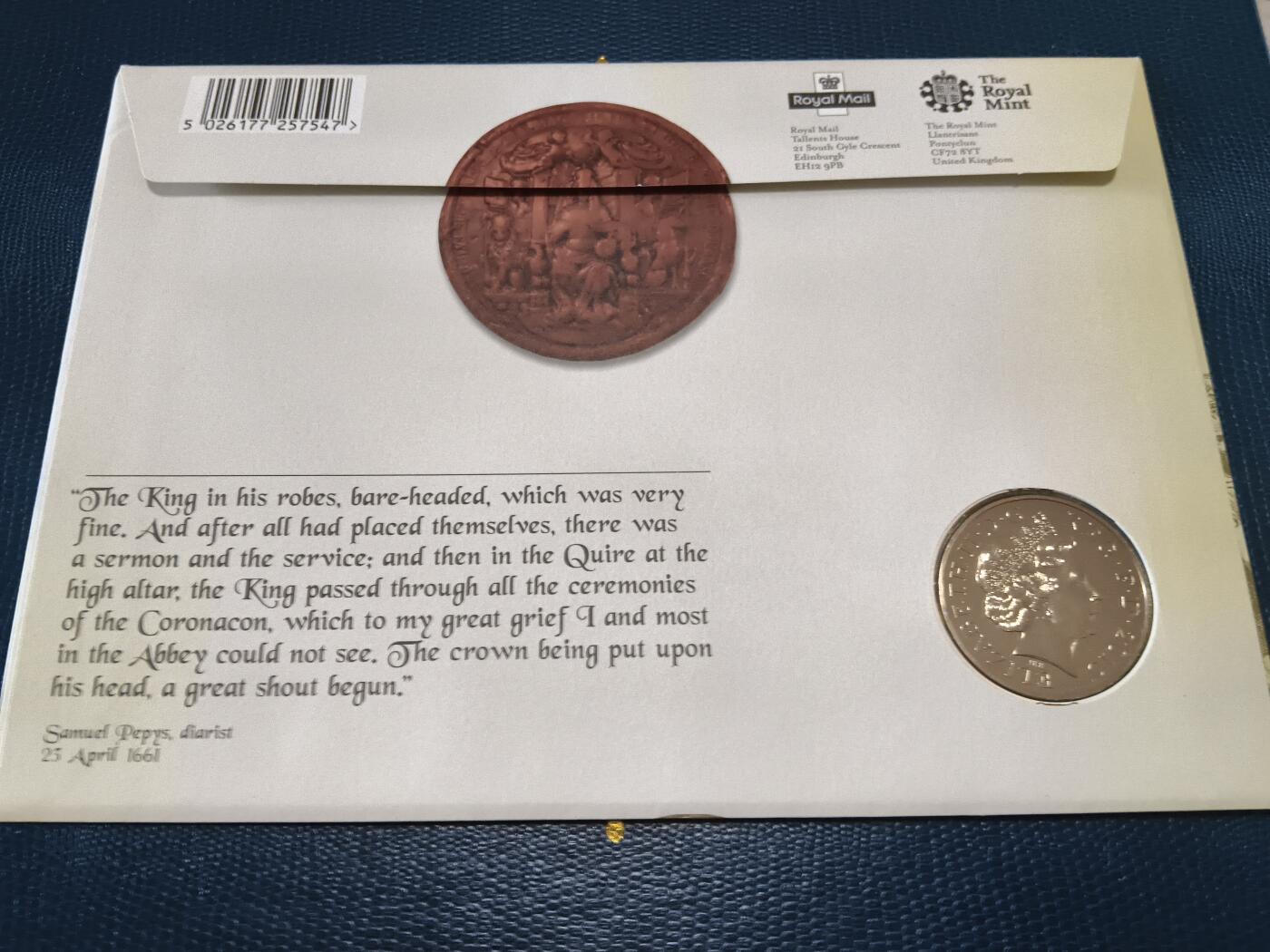 长老汇马年精选第十二场拍卖 2010英国王室复辟5英镑铜镍币邮币封，含原信封，1万枚