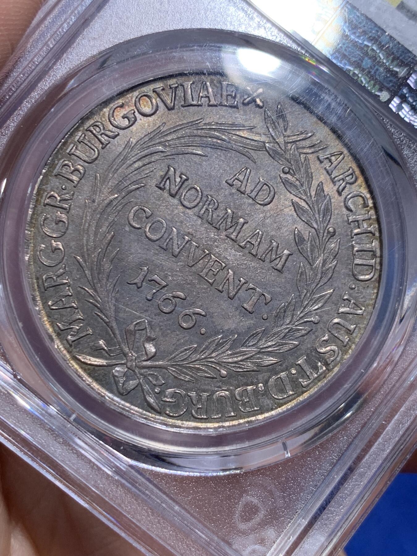 《竞宝斋》第474场 周日，周一 2场连拍 （全场包邮）欢迎送拍 PCGS MS62 奥地利1766年哈布斯堡王朝1泰勒大银币 双面全深打 底板光度好 包浆也漂亮