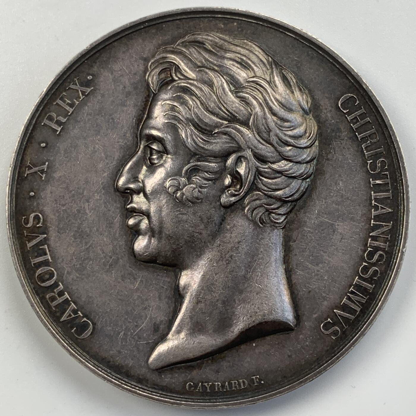 掌中浮雕-藏着的欧洲第056场 1825年法国查理十世加冕纪念银章，50.6mm, 68.2g