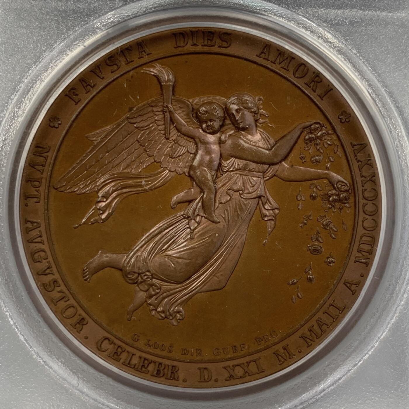 掌中浮雕-藏着的欧洲第056场 PCGS SP64 ：1825年荷兰王子弗雷德里克结婚铜章，42mm，Gubed雕刻