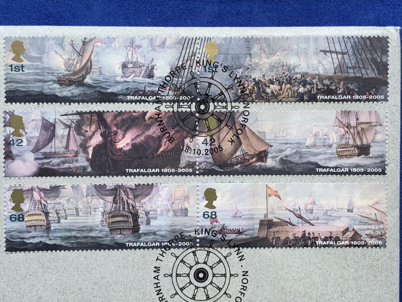 《竞宝斋》第474场 周日，周一 2场连拍 （全场包邮）欢迎送拍 英国2005年为纪念纳尔逊将军逝世及特拉法尔加海战200周年而发行的邮币封，含两枚5镑纪念币。