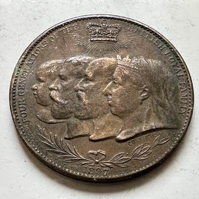 🌹外币初藏🌹🐯2026年第34场   每周二四六晚8️⃣点 接代拍 - 英国1897年维多利亚钻石禧年 四代王室纪念章 15.0g 32.0mm 