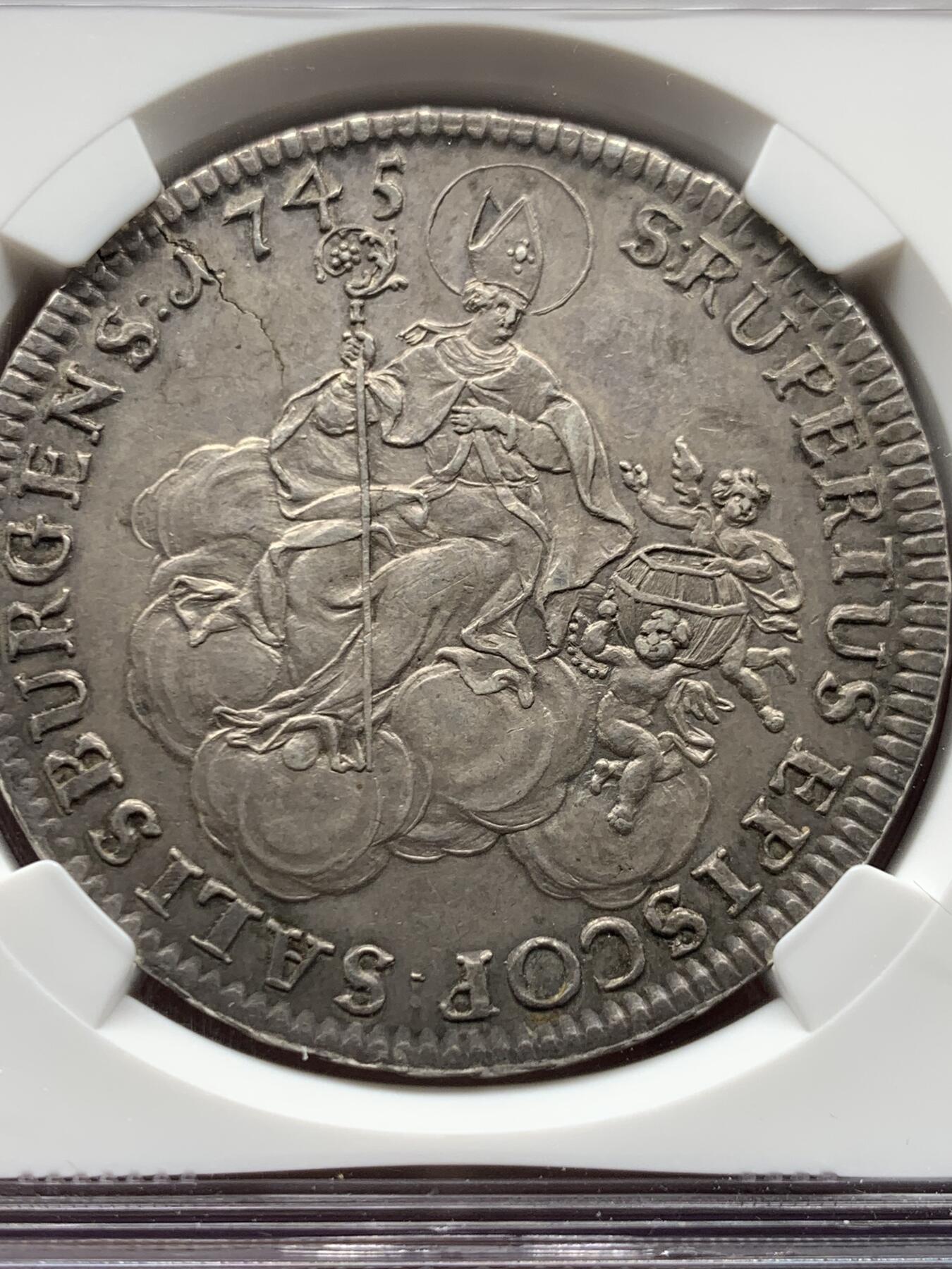 《竞宝斋》第474场 周日，周一 2场连拍 （全场包邮）欢迎送拍 冠军分 NGC MS62 萨尔茨堡大主教区 1745年 泰勒大银币 独年发行 2023HA 同城成交3.1W 主教区泰勒不可或缺的品种