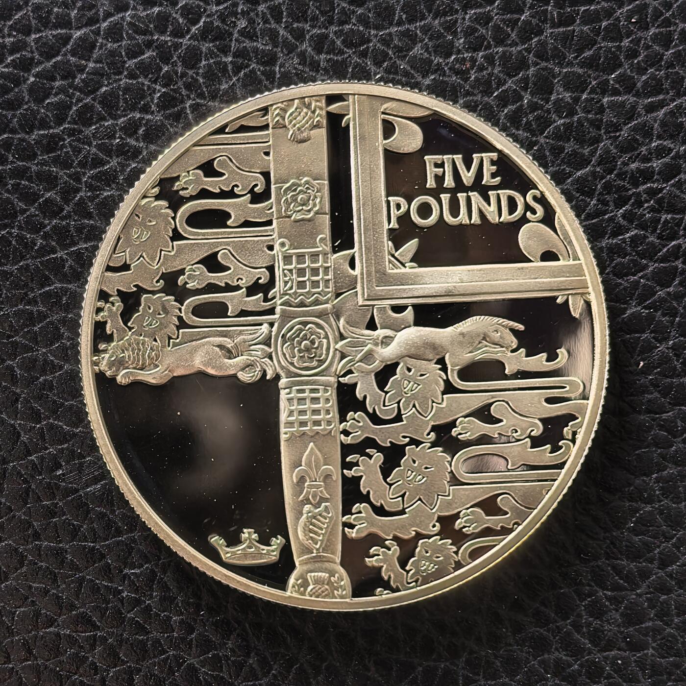 道一币馆币章第一百七十二场 奥尔德尼岛2002年伊丽莎白二世在位50周年5镑镀金精制银币  28.28g 925s 