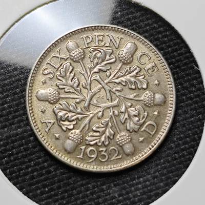 KK钱币收藏小铺   套币 批量/好品散币专场 2月预留时间 周末发货 -  1932英国6便士银币 深打