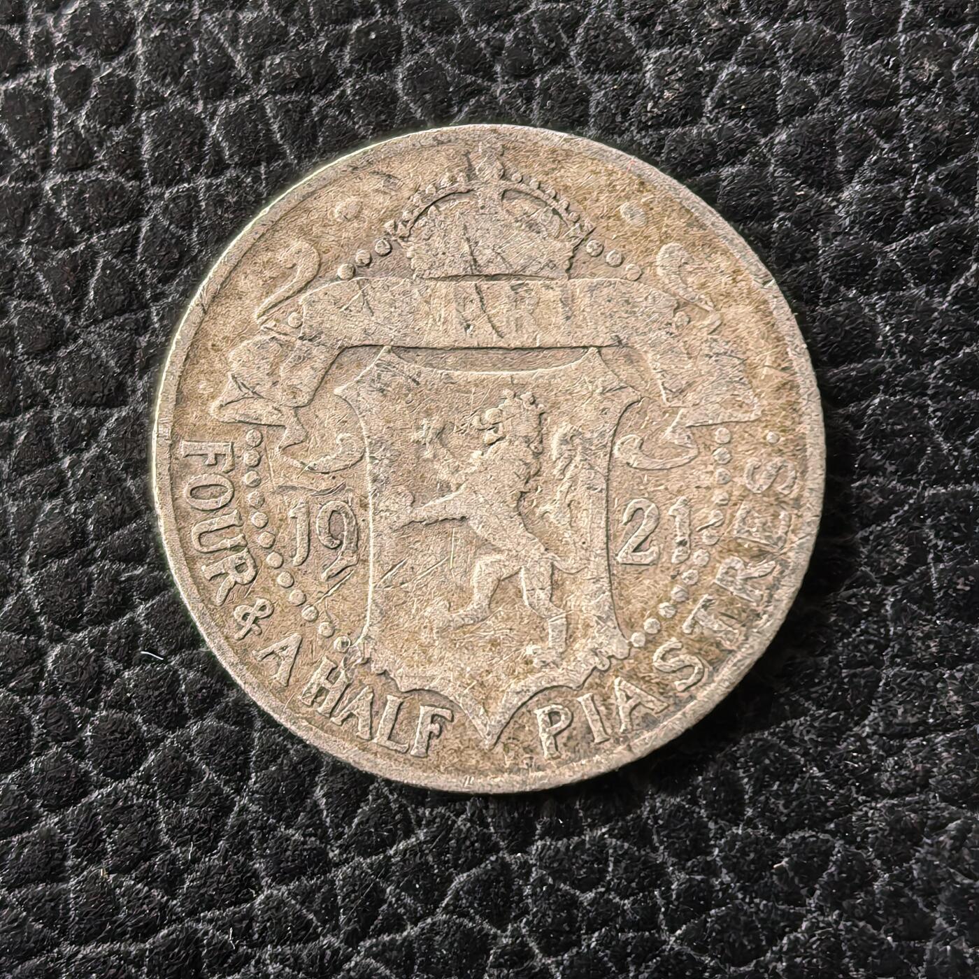 道一币馆币章第一百七十一场 英属塞浦路斯1921年乔治五世4.5皮阿斯特银币 2.82g 925s