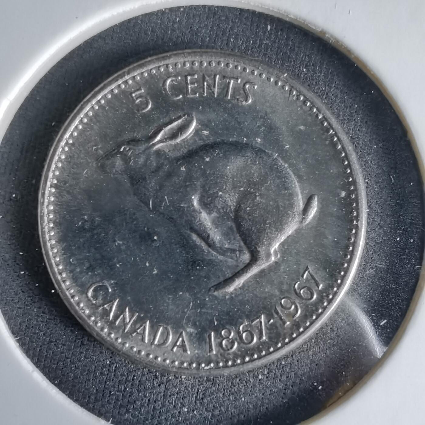 沼泽如烟--第1033场 加拿大1967年五分纪念币