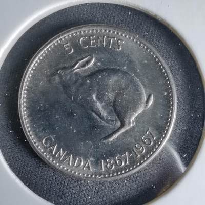 沼泽如烟--第1033场 - 加拿大1967年五分纪念币