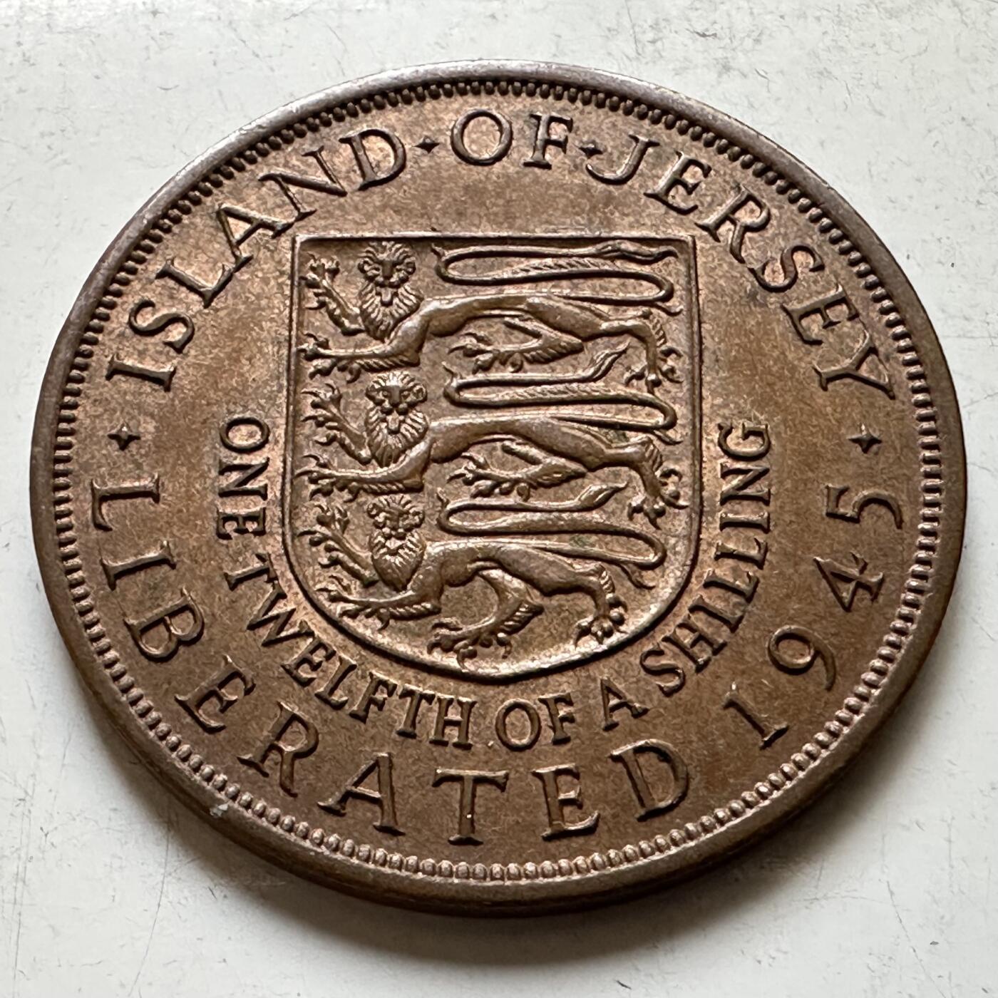 🌹外币初藏🌹🐯2026年第34场   每周二四六晚8️⃣点 接代拍 泽西岛 1945年 乔治六世 1/12先令铜币