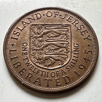 🌹外币初藏🌹🐯2026年第34场   每周二四六晚8️⃣点 接代拍 - 泽西岛 1945年 乔治六世 1/12先令铜币