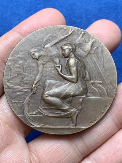 《竞宝斋》第474场 周日，周一 2场连拍 （全场包邮）欢迎送拍 - 法国巴黎建筑协会铜章 55.6克 49.2mm 三角边铭