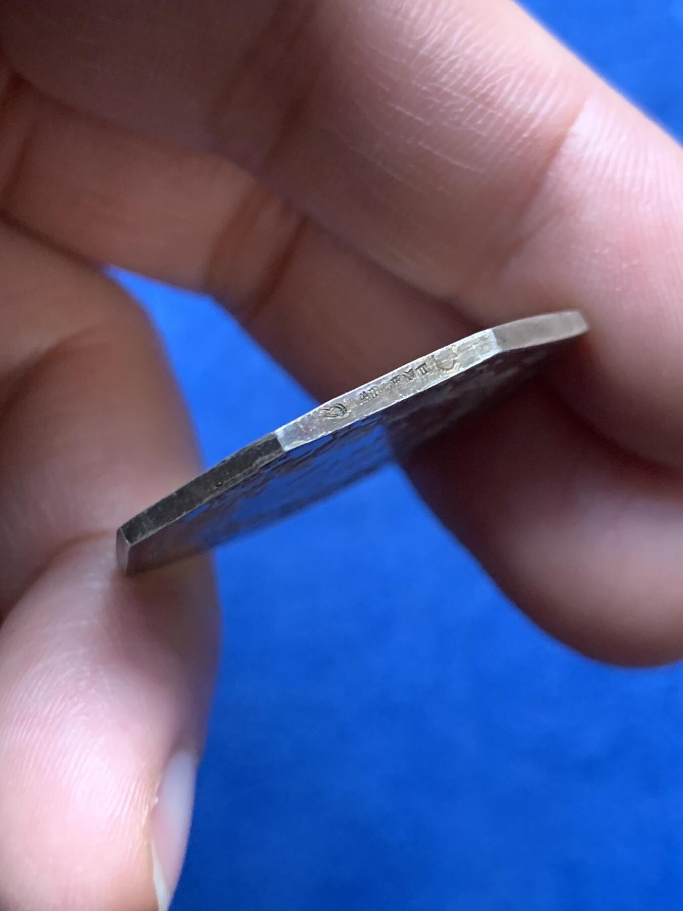 《竞宝斋》第474场 周日，周一 2场连拍 （全场包邮）欢迎送拍 法国菲耶区公证人协会八角银质代币，丰饶角ARGENT，12.55克，31.3mm