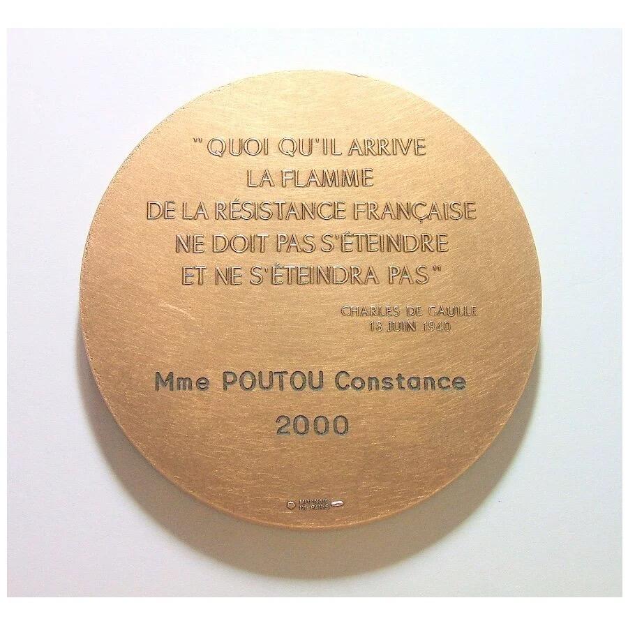 【艺术】法国艺术大章 纪念二战自由法国成立60周年 高浮雕精制超大铜章 70MM 166克