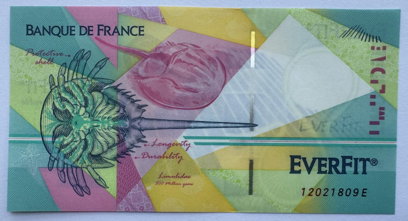 2026第5场（总第232期）：精品测试钞、外钞综合场 法国BdF “ 鲎” EVERFIT®三层复合基材测试钞UNC（半开式细安全线版）