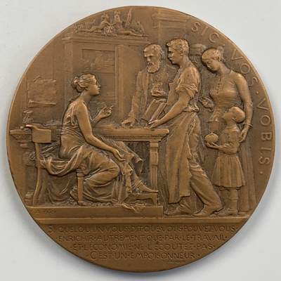 掌中浮雕-藏着的欧洲第056场 - 1822年法国罗讷省储蓄与信托机构铜章，60.5mm