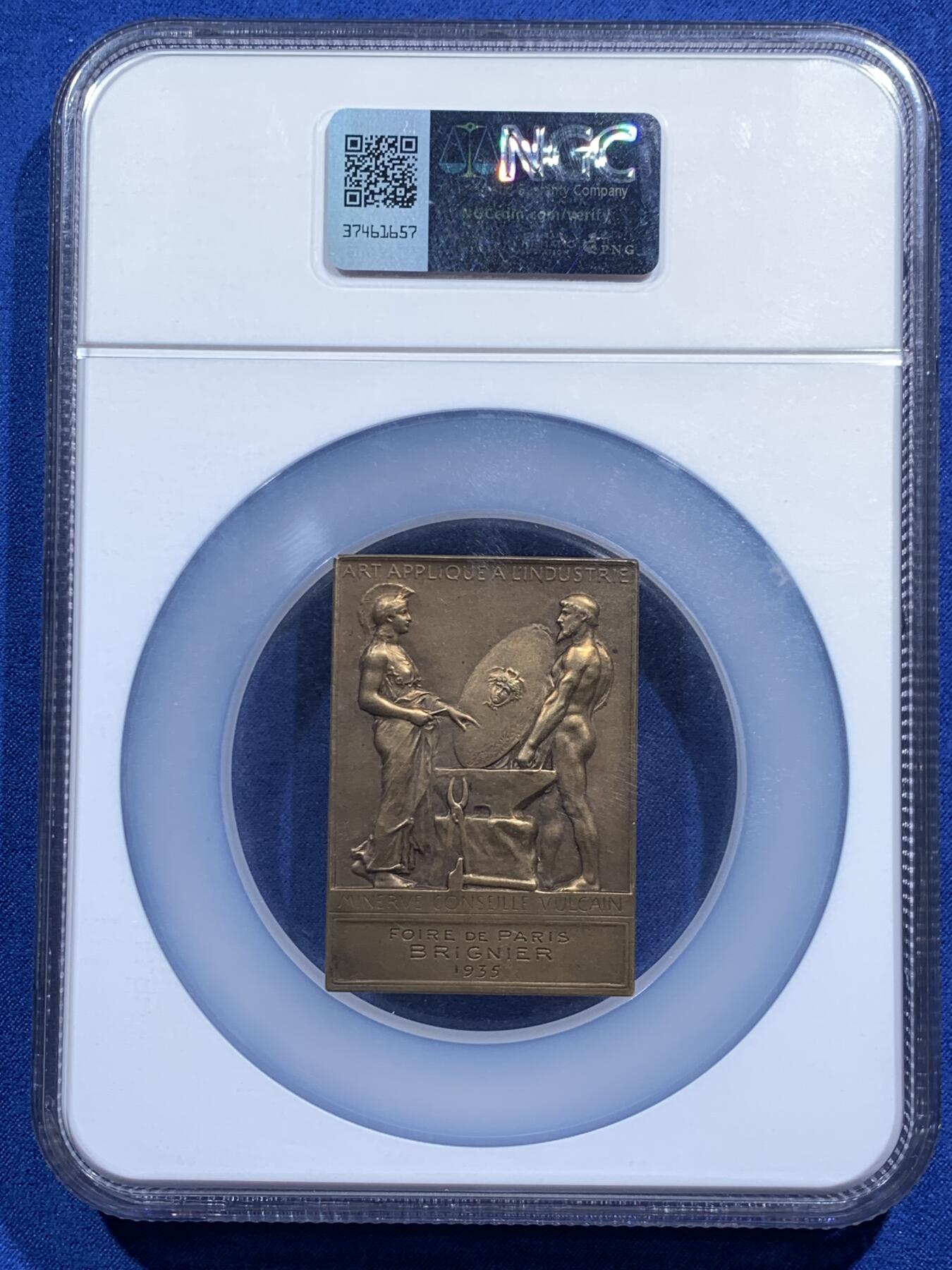 《竞宝斋》第474场 周日，周一 2场连拍 （全场包邮）欢迎送拍 NGC MS64BN 法国玛丽安娜 / 共和主题铜章，Roty大师经典名作，法国艺术章牌标杆，颜值价值双高。加大加厚盒