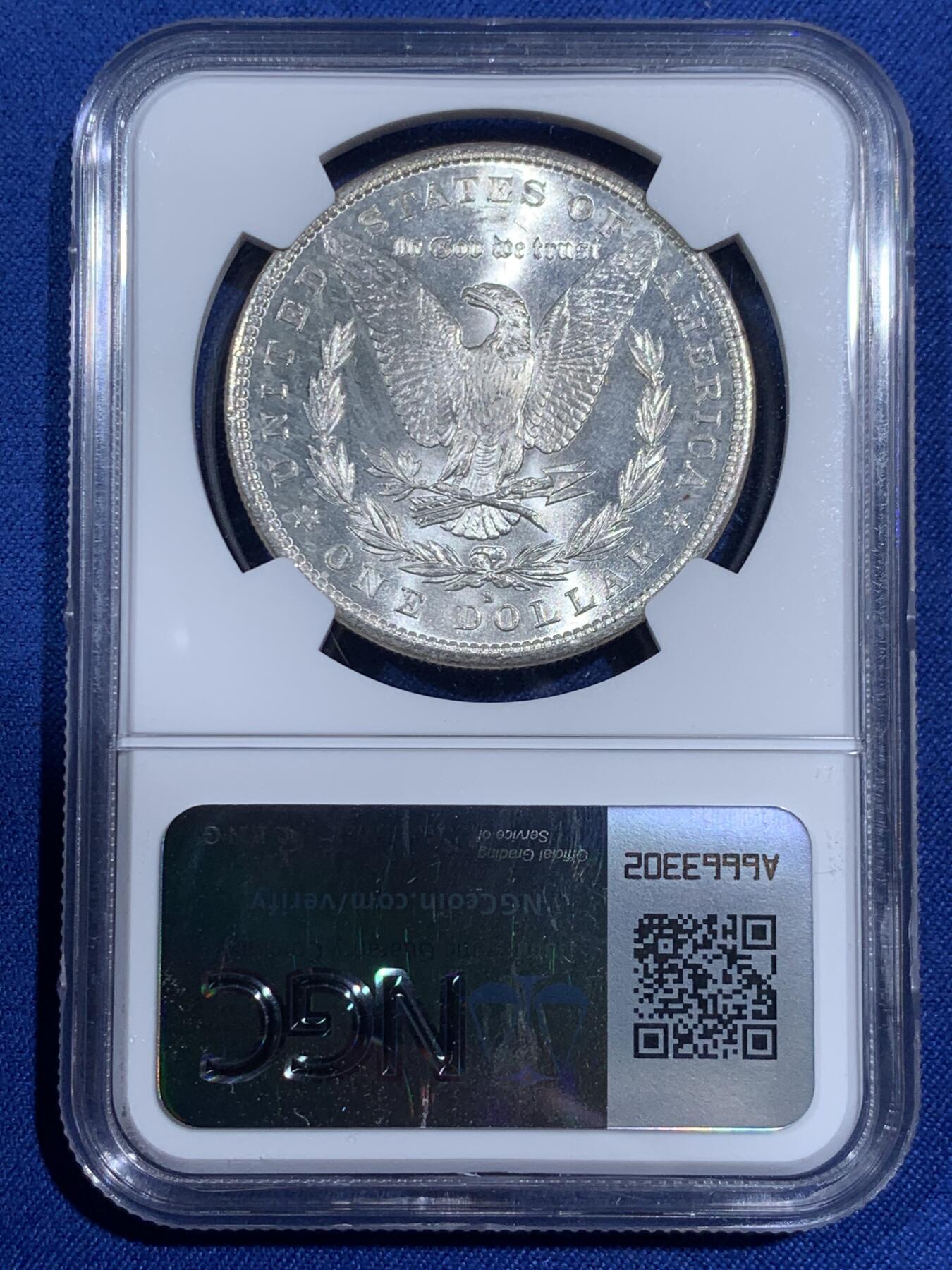 《竞宝斋》第474场 周日，周一 2场连拍 （全场包邮）欢迎送拍 NGC MS62 美国1881年摩根1美元银币