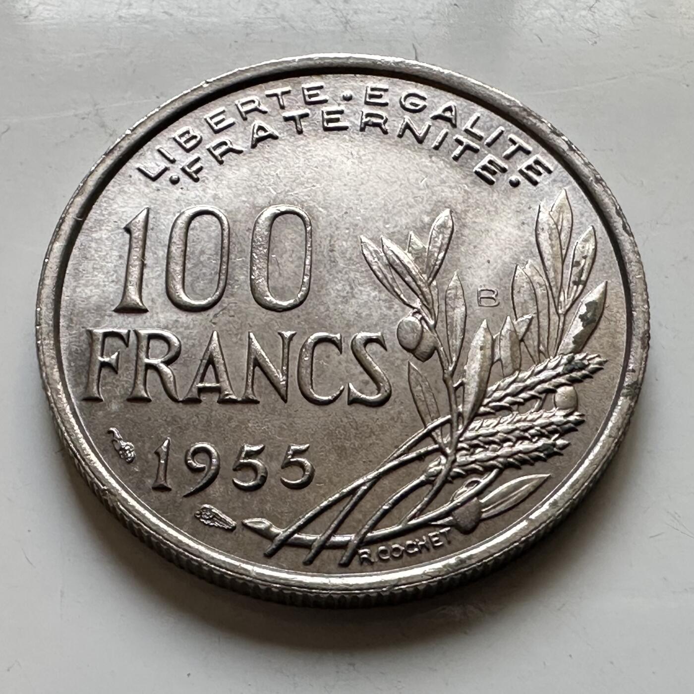 🌹外币初藏🌹🐯2026年第34场   每周二四六晚8️⃣点 接代拍 法国1955年B版100法郎 原光品相