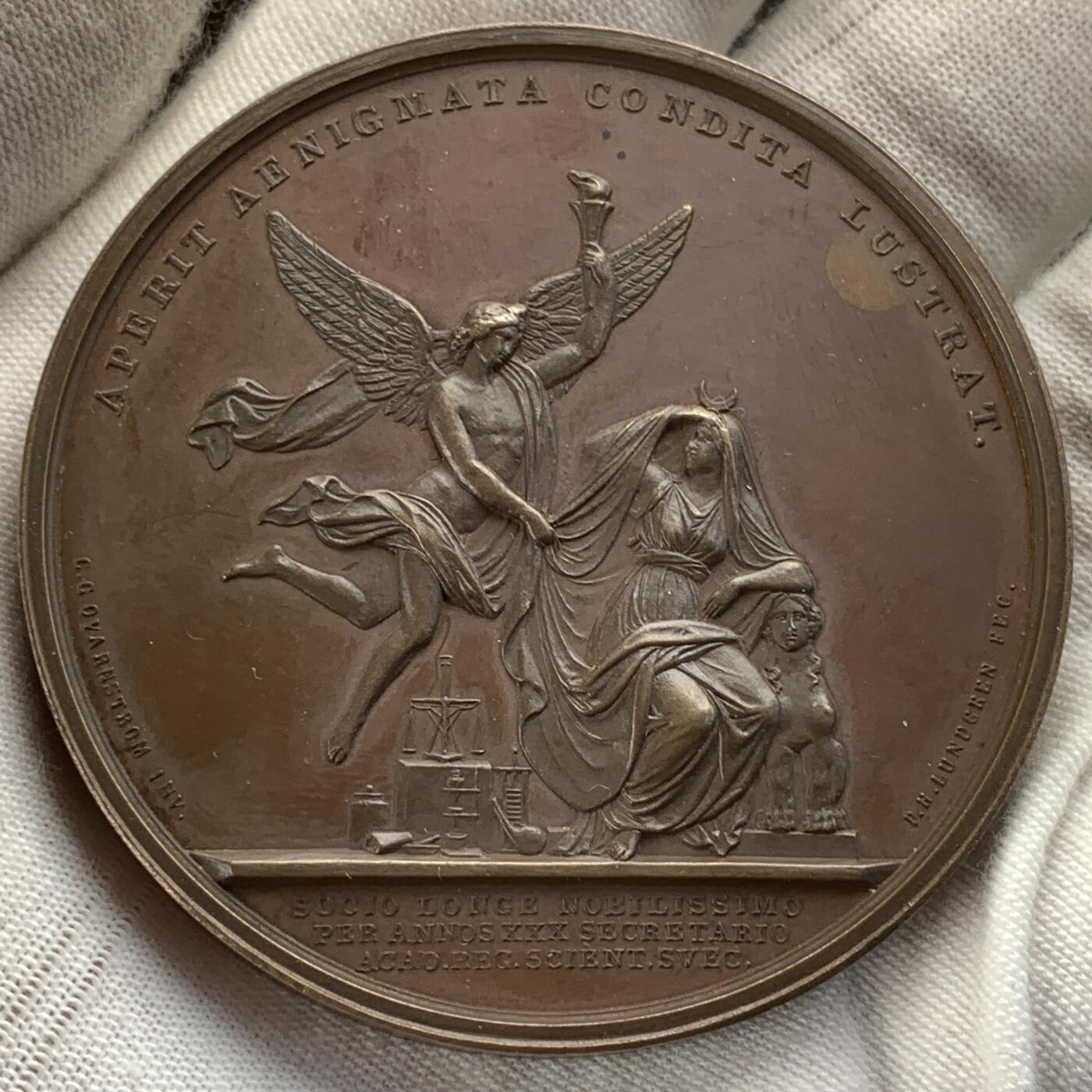 掌中浮雕-藏着的欧洲第056场 1848年瑞典现代化学之父雅各布斯·贝泽利乌斯高浮雕大铜章， 57mm 