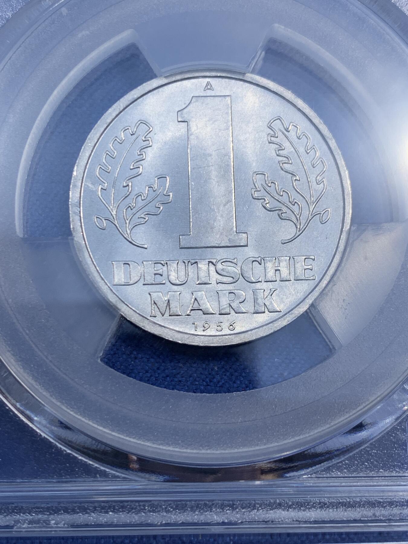 《竞宝斋》第474场 周日，周一 2场连拍 （全场包邮）欢迎送拍 PCGS MS66 东德1956年1马克 冠军分