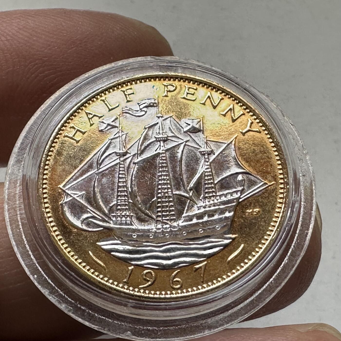 🌹外币初藏🌹🐯2026年第34场   每周二四六晚8️⃣点 接代拍 英国1967年半便士 镀金银双色 颜值很高