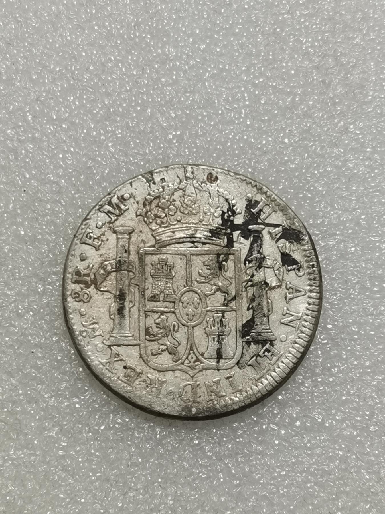 天下钱庄专场欢迎参拍 墨戳西属墨西哥卡四老双柱银币