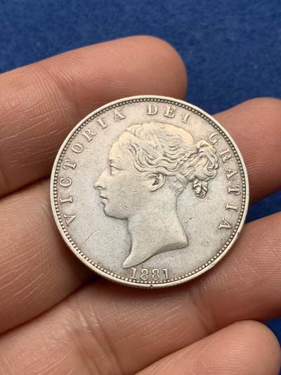 《竞宝斋》第474场 周日，周一 2场连拍 （全场包邮）欢迎送拍 - 英国 1881年 维多利亚 半克朗银币