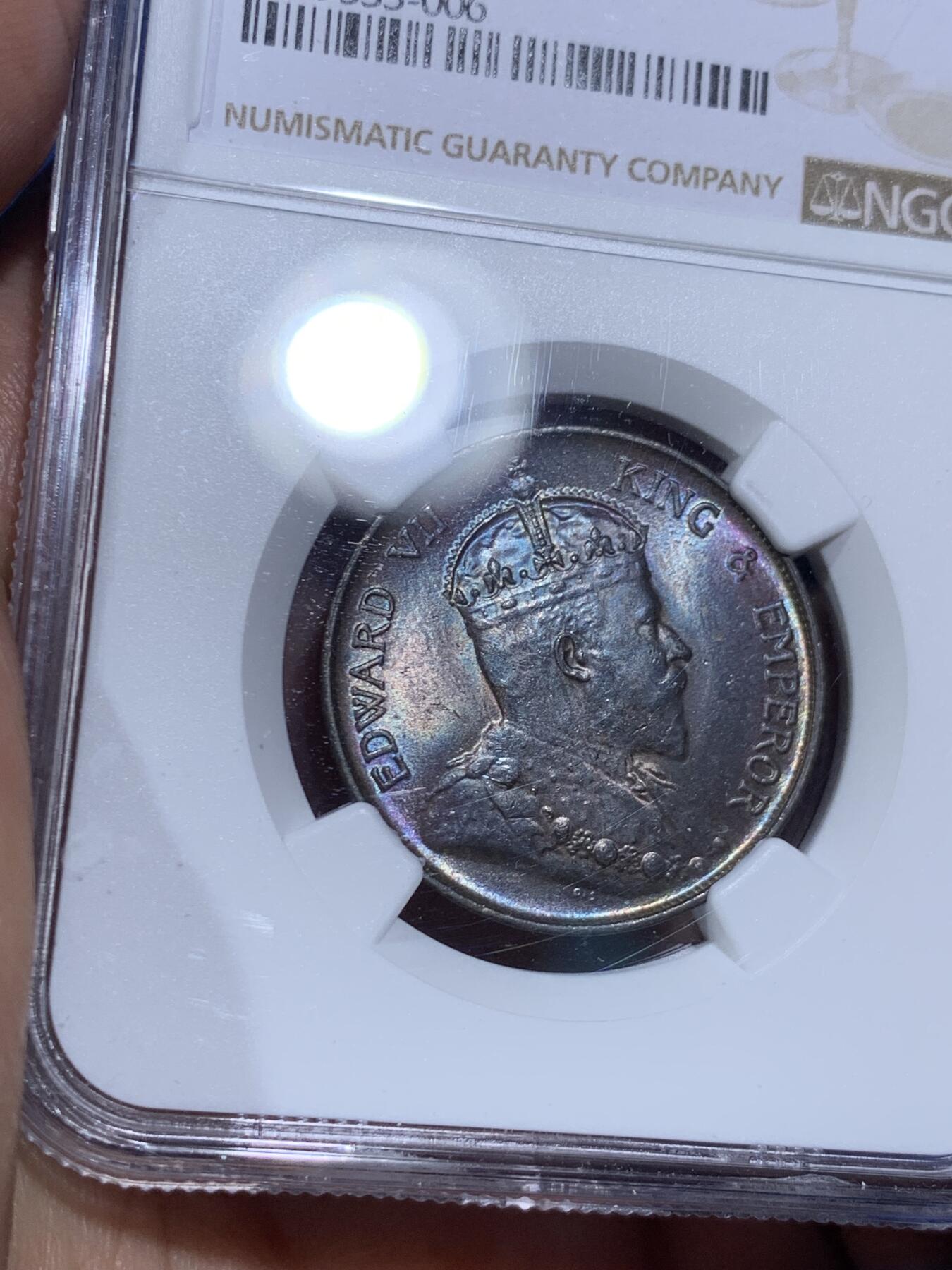 《竞宝斋》第474场 周日，周一 2场连拍 （全场包邮）欢迎送拍 NGC MS63BN 香港1904H爱德华七世一仙铜币，流通充分的品种。状态非常好的一颗，底板纵享丝滑，巧克力质感。爱七的香港币高分不多，英系+国币双重属性，潜力十足