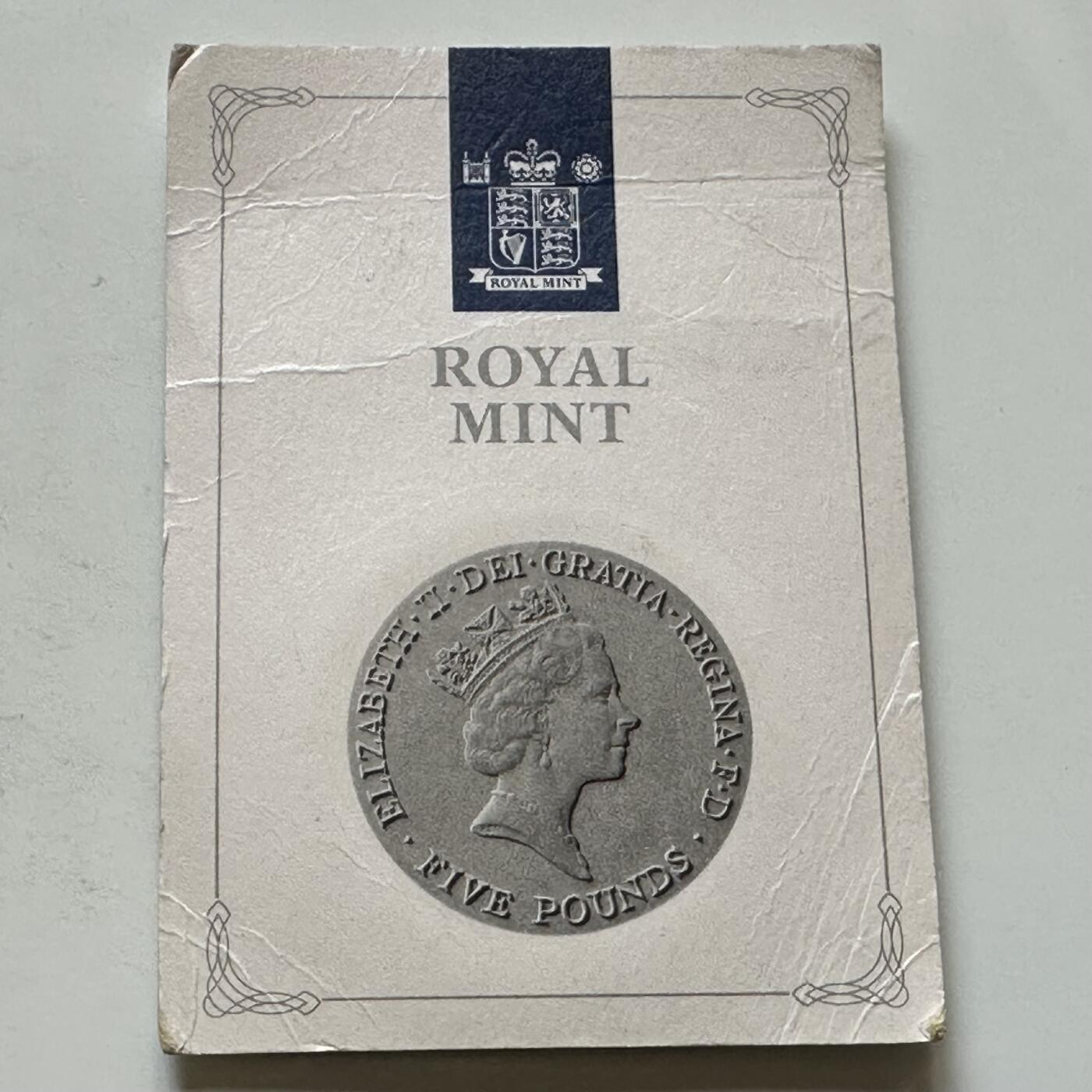 🌹外币初藏🌹🐯2026年第34场   每周二四六晚8️⃣点 接代拍 英国 1990年王太后90诞辰 5英镑克朗纪念币  原装卡 