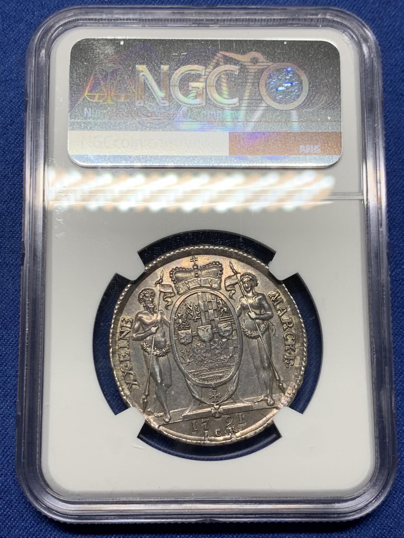 《竞宝斋》第474场 周日，周一 2场连拍 （全场包邮）欢迎送拍 NGC AU50 德国 1791年 施瓦茨堡-鲁多尔施塔特公国  弗里德里希·卡尔 1/2泰勒银币 高点清晰 些许低评 很难见到的品种