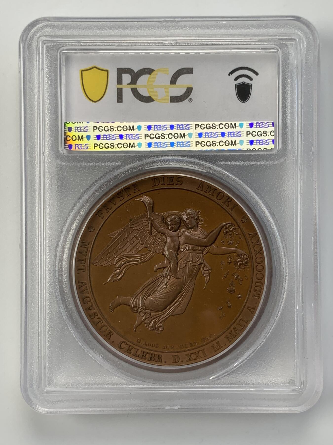 掌中浮雕-藏着的欧洲第056场 PCGS SP64 ：1825年荷兰王子弗雷德里克结婚铜章，42mm，Gubed雕刻