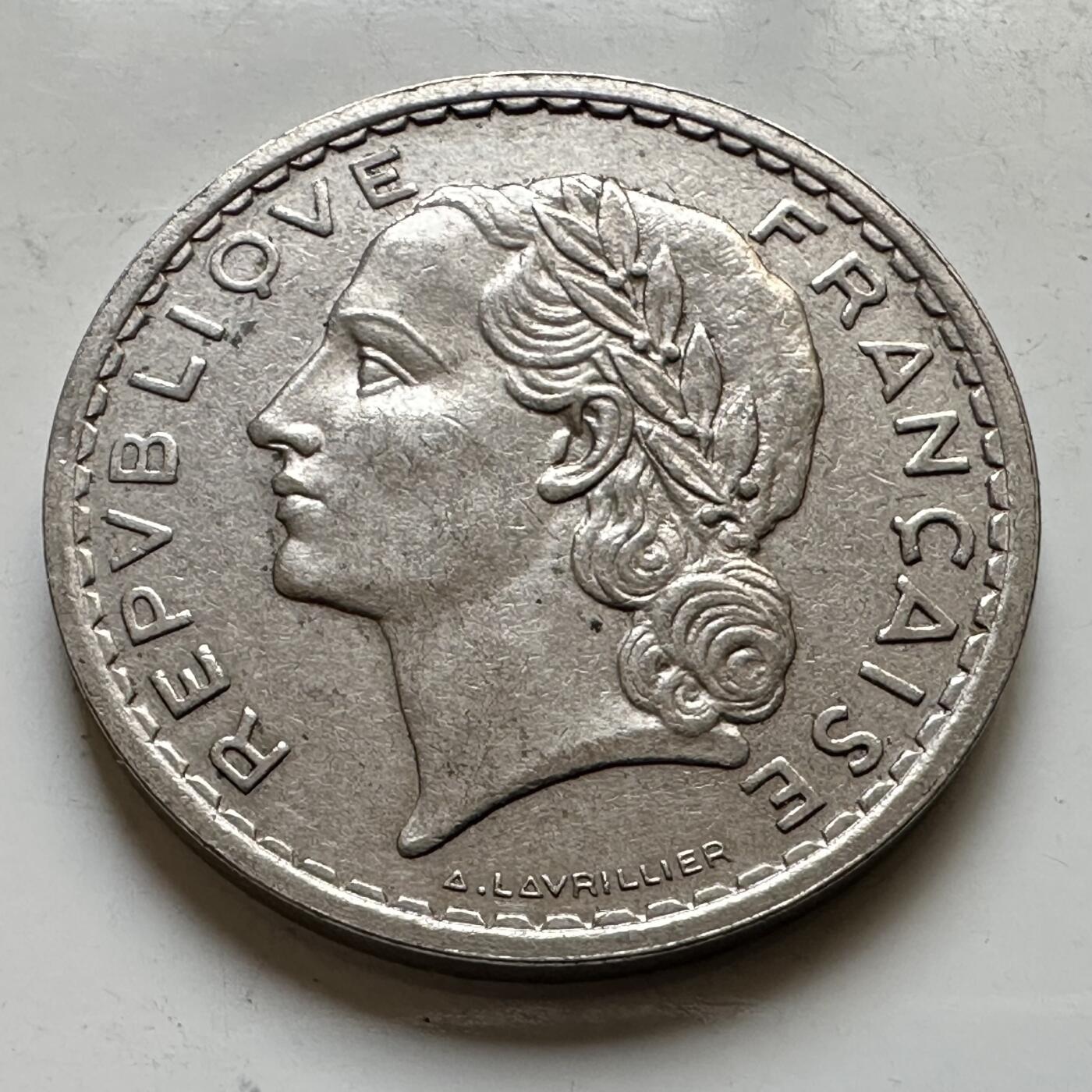 🌹外币初藏🌹🐯2026年第34场   每周二四六晚8️⃣点 接代拍 法国 1935年 5法郎 镍币版 a