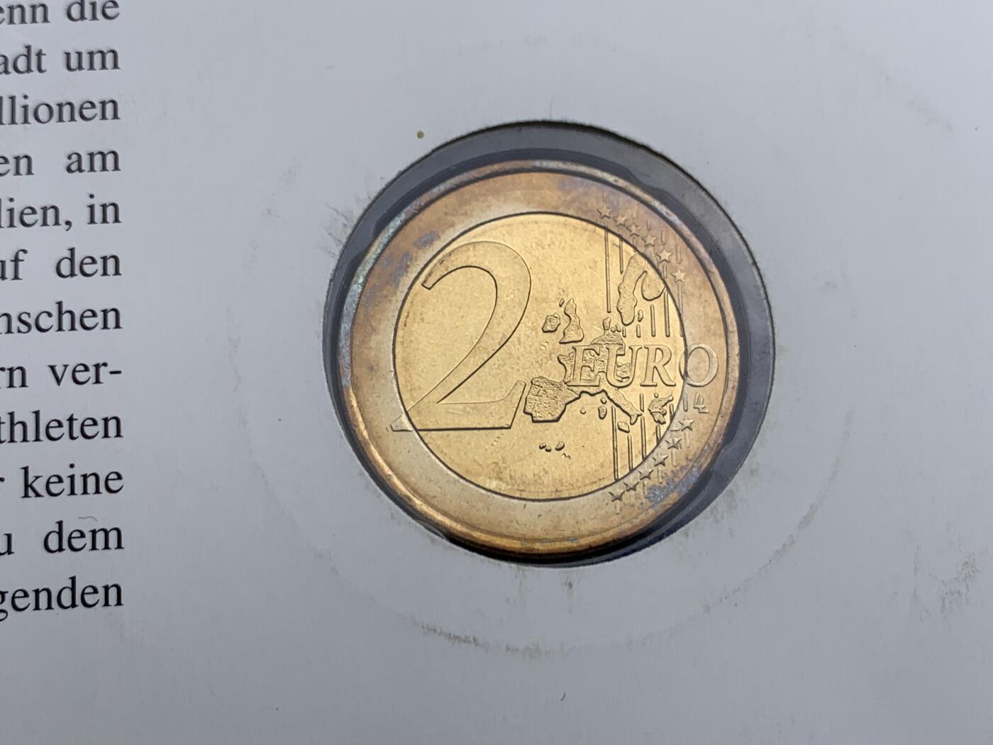 《竞宝斋》第474场 周日，周一 2场连拍 （全场包邮）欢迎送拍 德国2004年雅典奥运会纪念邮币封 含一枚2欧元纪念币