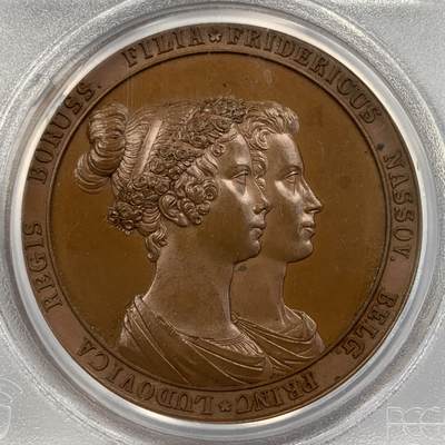 掌中浮雕-藏着的欧洲第056场 - PCGS SP64 ：1825年荷兰王子弗雷德里克结婚铜章，42mm，Gubed雕刻