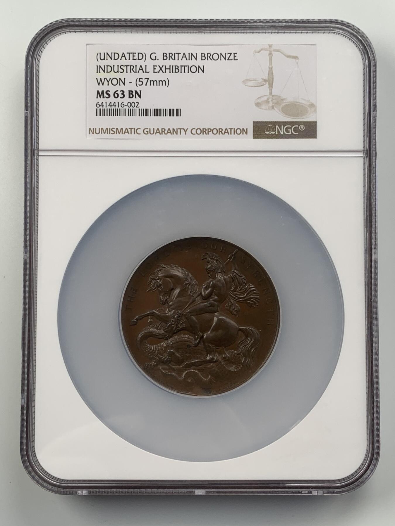 掌中浮雕-藏着的欧洲第056场 NGC MS63 : 英国皇家理工学院（摄政街309号）举办的工业展览会铜章，57mm