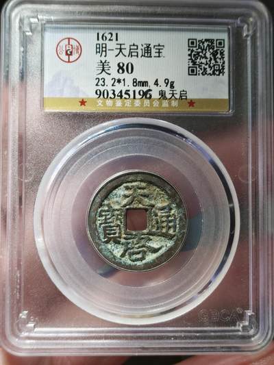 中外钱币第九场 - 公博老盒美80天启通宝鬼天启