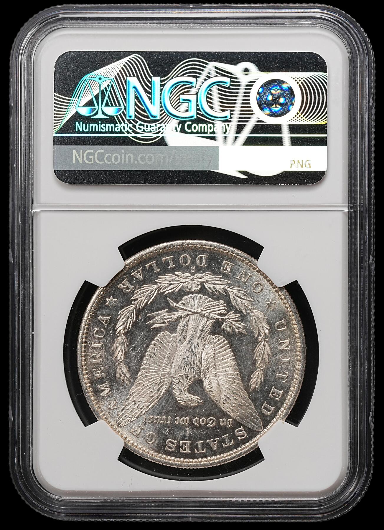 修遠堂世界钱币第109期 NGC MS64PL 1880年美国摩根大银币，S厂铭，少见的类镜面