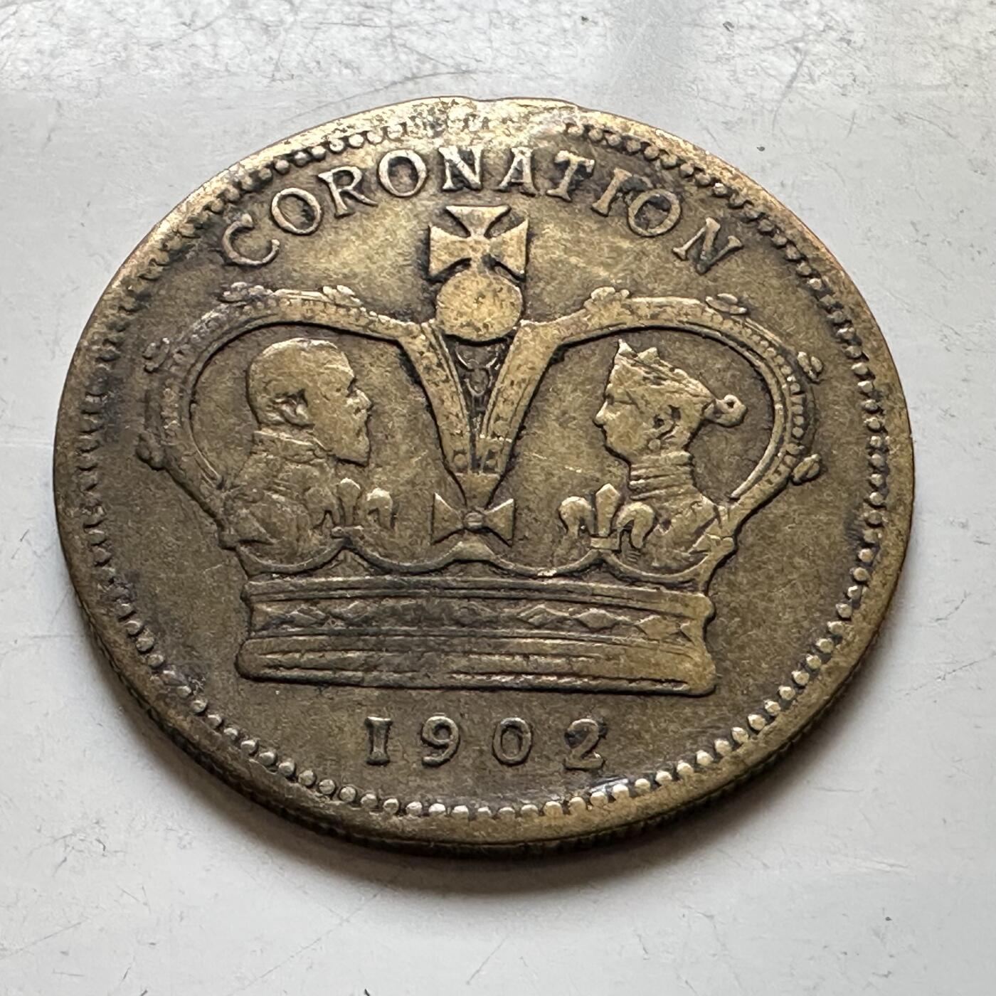 🌹外币初藏🌹🐯2026年第34场   每周二四六晚8️⃣点 接代拍 英国1902年爱德华七世加冕 Barratt&Co 广告Token 3.8g 22.0mm 黄铜