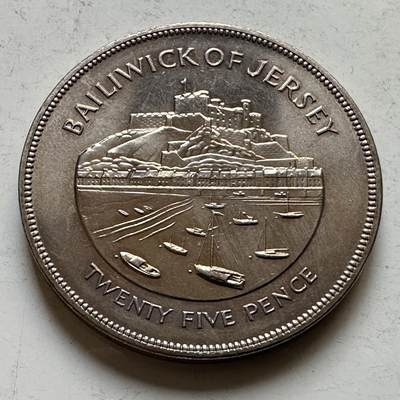 🌹外币初藏🌹🐯2026年第34场   每周二四六晚8️⃣点 接代拍 - 泽西岛 1977年25便士克朗纪念币