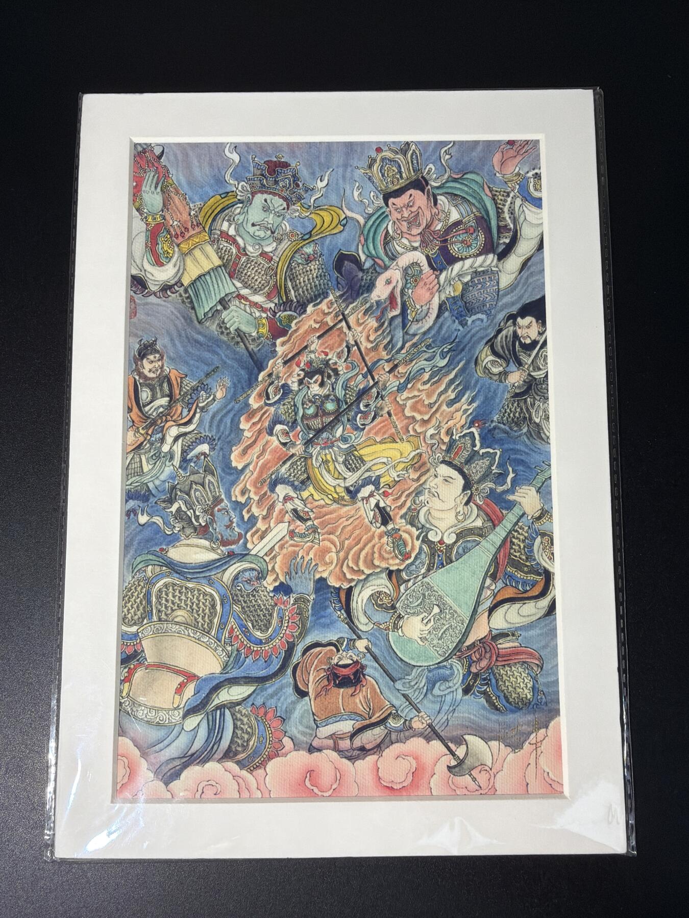 NO.28 好又多金牌大场，每周一站式配齐，方便凑单！（周6晚9点截拍，卖家送拍0抽成！） 【1/1手绘】闹海荟 卢艺丰老师签绘版画 增长天王 正面大闹天宫色纸【青铠雄姿镇南天，慧剑寒光护灵山】