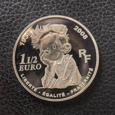 道一币馆币章第一百七十二场 - 法国2008年皮小子斯皮鲁70周年1.5欧元精制银币 22.2g 900s 