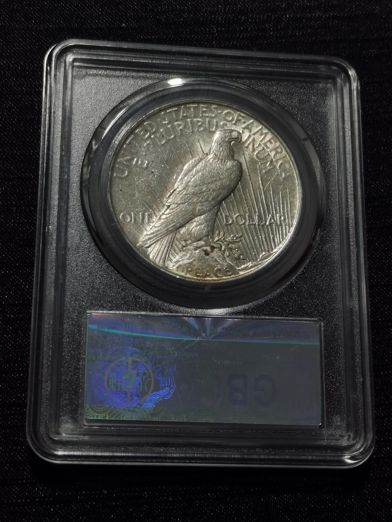 天下钱庄专场欢迎参拍 公博评级MS63美国和平鸽一美元银币